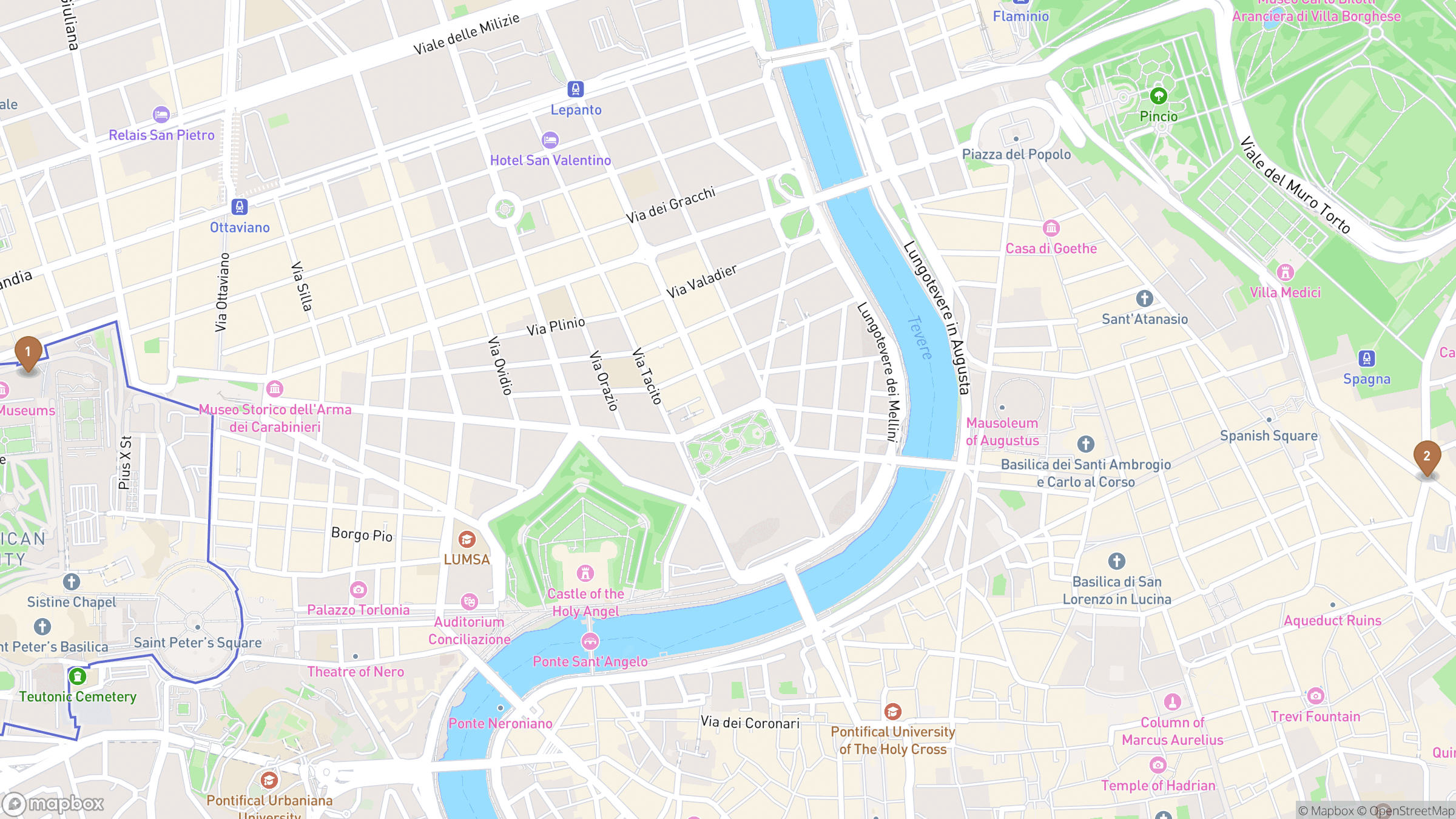 Day 3 itinerary map showing Vatican Museums, Sistine Chapel.