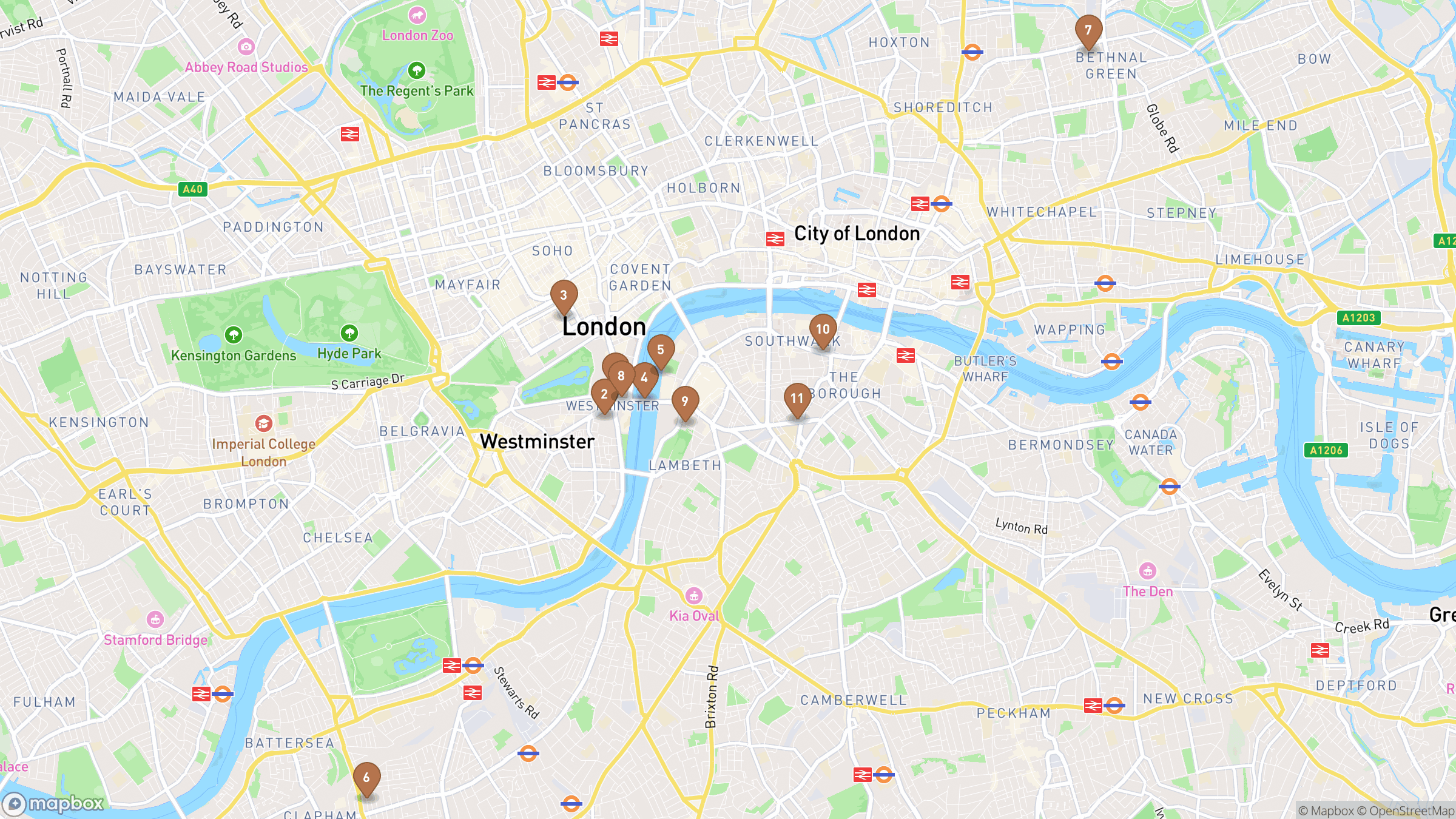 Day 1 itinerary map showing Houses of Parliament, Westminster Abbey, St James's Park, Westminster Bridge.