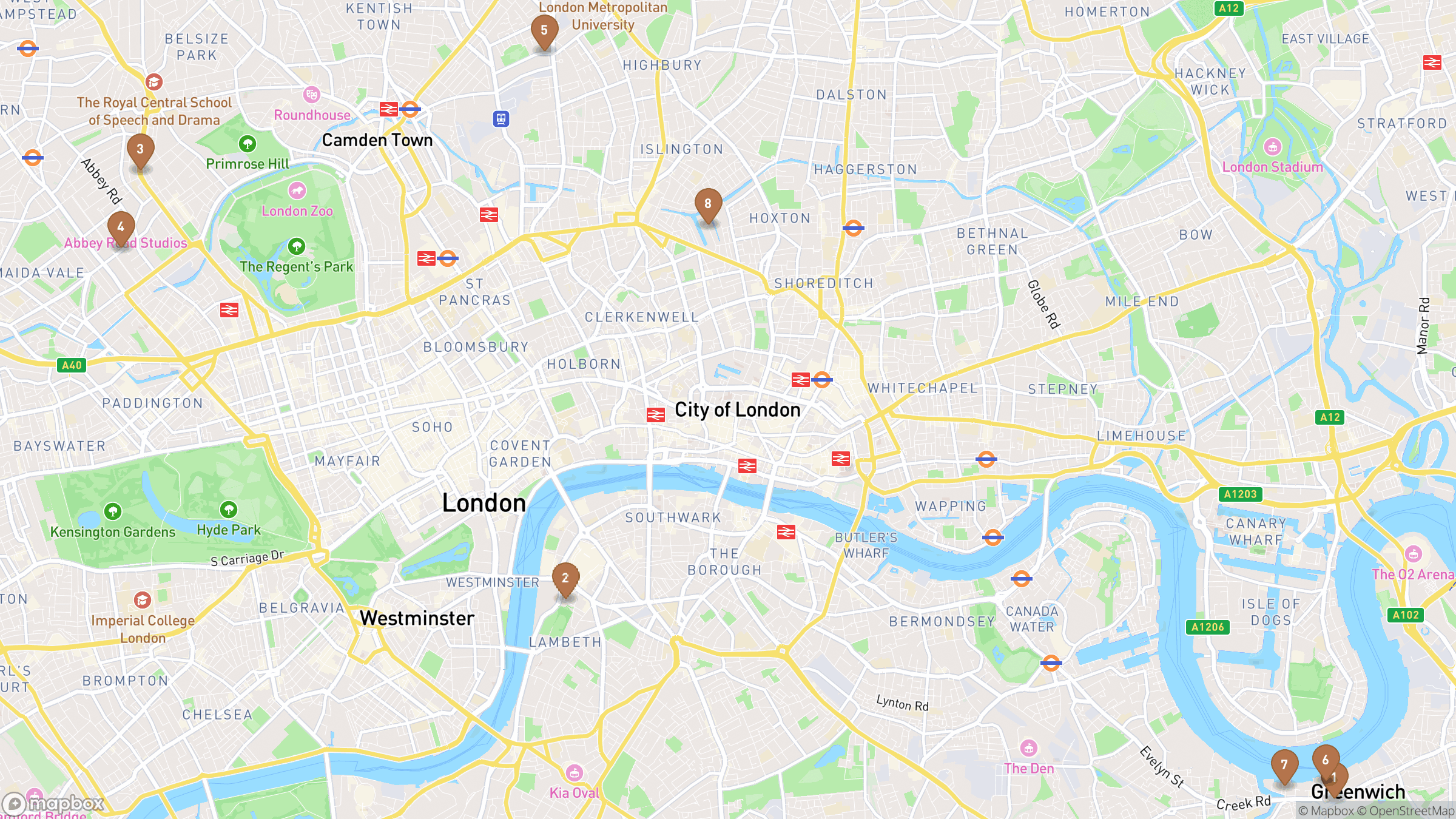 Day 4 itinerary map showing Greenwich Park, Royal Observatory, Queen's House, Painted Hall.