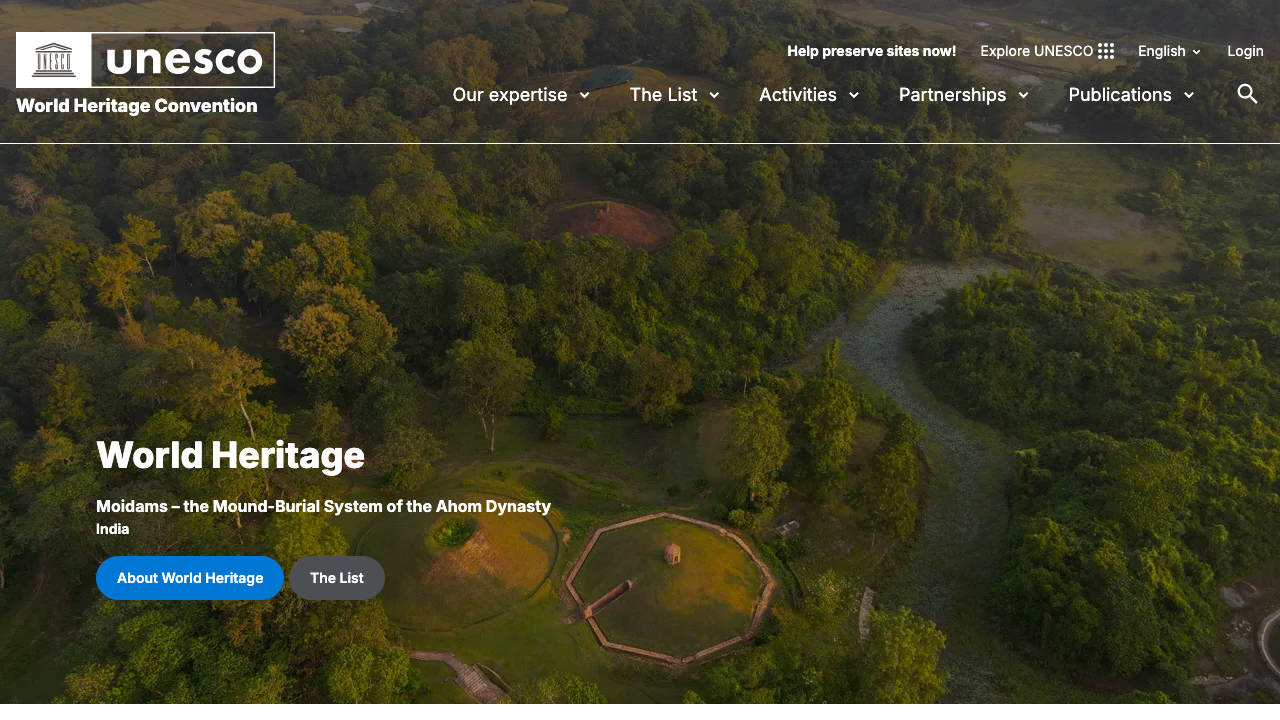 UNESCO World Heritage Centre homepage featuring global cultural and natural heritage sites.